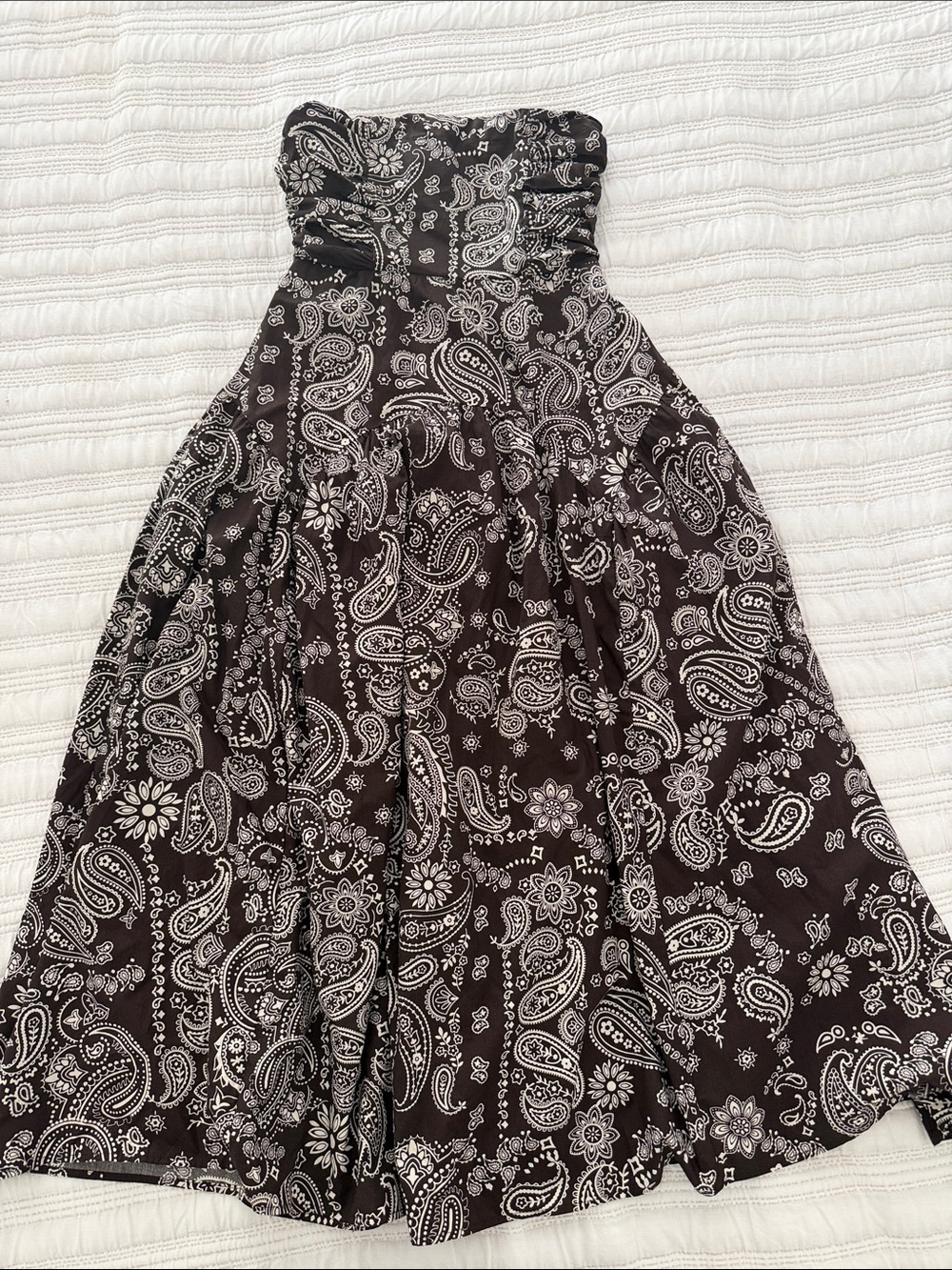 Band of the Free Brown Paisley Strapless Dress bandana strapless brown